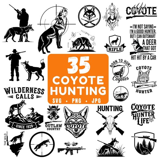 Coyote Hunting SVG Bundle | Wildlife Vector Designs (digital Files) - Etsy