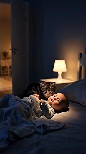Cute Kitten Comforts Crying Baby! Heartwarming Moment 🥺❤️