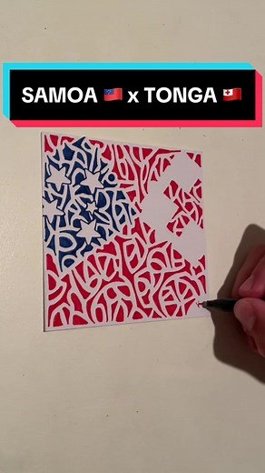Drawing Samoan and Tongan Flag Combination Artwork