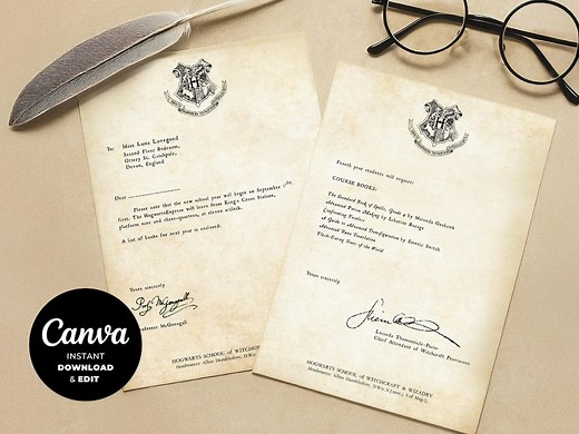 Editable Hogwarts Acceptance Letter | Harry Potter Birthday Invitation (digital Download) - Etsy