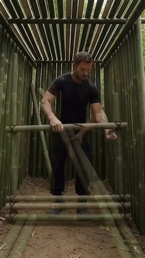 I Built a Bamboo Shelter in the Jungle While Animals Watched #bushcraft #outdoors #camping #jungle