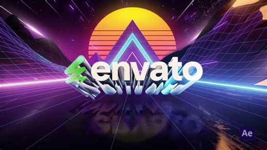 Retro Synthwave Logo Reveal with Neon 3D Text