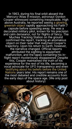 47K views · 555 reactions | An astronaut saw a UFO and the evidence vanished; was it really just equipment malfunction? #history #historyfacts #ufos | Archaic Origins | Facebook