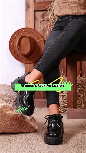 Women's Thick Sole Loafers, Faux Fur Lined Leather Shoes, New British Style Lace-Up College Wind Platform Fashion Single Shoe #leathershoes #womenswedgeshoes #comfyheels #loafershoes #shoeswomens #uggcozyslippers #footwearfashion #shoesfootwear #fashionnovaboots #shoefashion