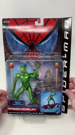 2.2K views · 47 reactions | Check out this Green Goblin from the first Spider-Man movie from 2002. This version comes with his goblin glider and pumpkin bombs similar to what he used to attack the parade. #marvel #marvelcomics #spiderman #greengoblin | Rare Action Figures | Facebook