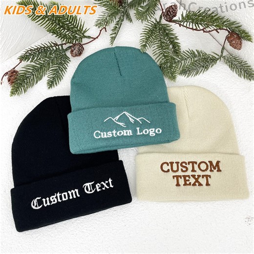 Embroidered Beanie Winter Hat With Custom Logo/text | Personalized Unisex Beanies for Kids & Adults | Newborn Gift Christmas Gifts - Etsy