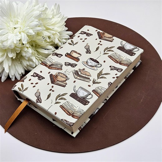 STRETCH Book Covers, Book Protector, Book Sleeve, Fabric Book Cover, Bible Cover, Journal Cover, Planner Cover -time for Read & Coffee- - Etsy UK