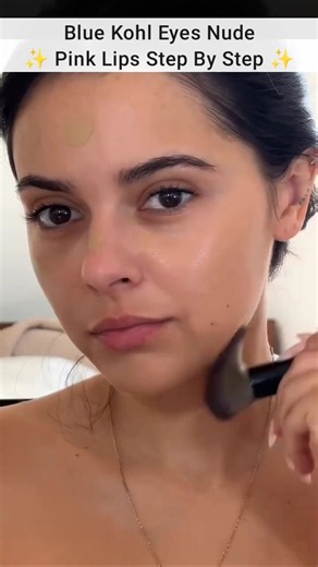 Blue kohl eyes with nude pink lips tutorial step by step | By- madddnott #shorts #makeup #makeover