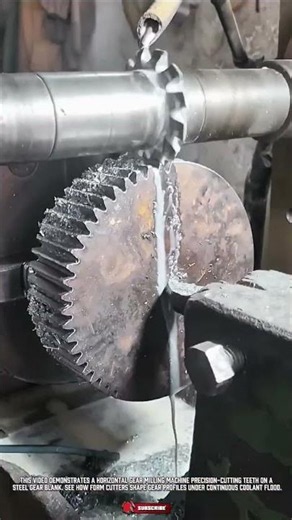 Horizontal Gear Milling Cutter Tool for Cutting Large Steel Gear Teeth #satisfying