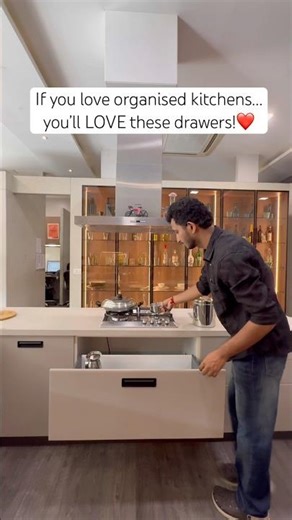 Modern Modular Kitchen Big Storage Drawers | Organised Kitchen Setup #kitchen #ytshorts #shorts