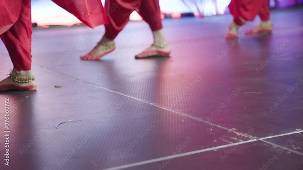 woman dancers at Onam, annual harvest , Hindu cultural festival , by the people of Kerala, feet close barefoot