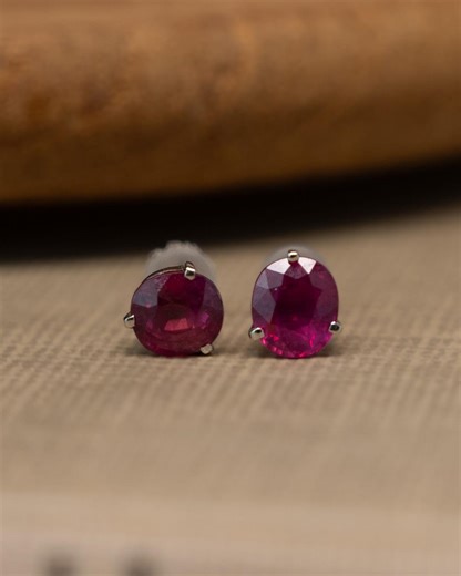 Ruby Stud Earrings in Platinum - Etsy