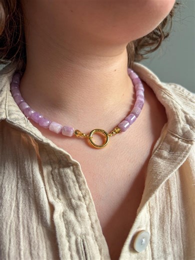 Kunzite Gemstone Necklace - Etsy