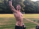 Chris Hemsworth shows off his buff physique in sweaty workout