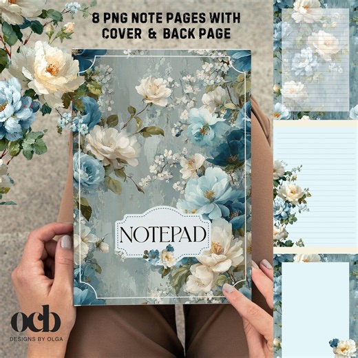 Watercolor Floral Notepad PNG Bundle | Printable Cover, Back & 6 Inside Page Designs | Floral Stationery Templates | Digital Download - Etsy