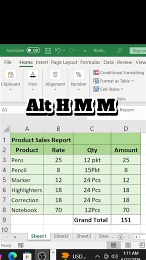 Merge Row with Keyboard #excel #exceltips #shortcutkeys
