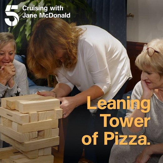 Anyone for giant Jenga? Jane McDonald brings some longtime friends along for a River Thames cruise. Watch Cruising with Jane McDonald, tonight at 9pm on Channel 5 | Channel 5