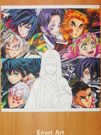 Drawing Kagaya Ubuyashiki from Demon Slayer