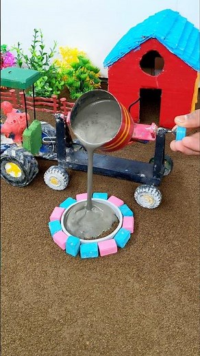 diy Tractor mini handpump stand making with concrete bricks | #shorts #youtubeshorts