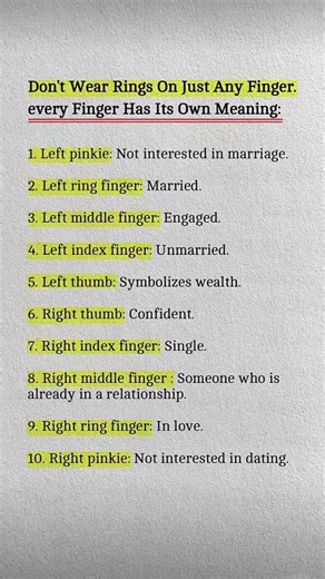 Don’t Wear a Ring on Just Any Finger 👀💍 Every Finger Has a Meaning!