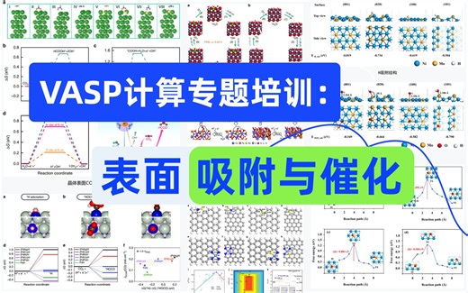 VASP表面吸附与催化计算培训：HER、OER/ORR、NRR、CO2RR、表面性质，吸附能、差分电荷密度、d带中心、自由能、反应过渡态等