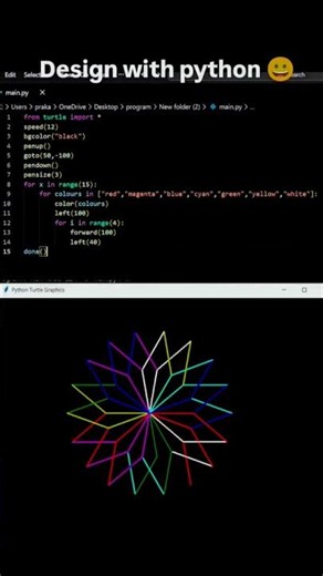 flower design with Python programming #coding #shorts