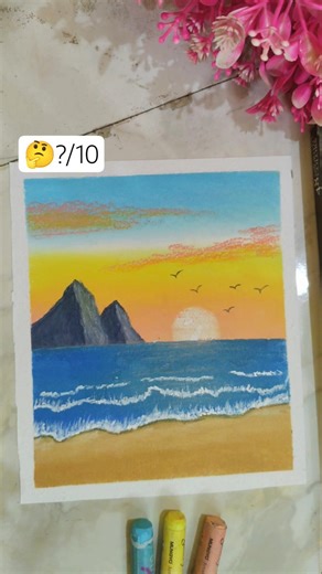 Beautiful Ocean Scenery 🌊 | Easy Drawing for Beginners ✨| Oil Pastel Drawing