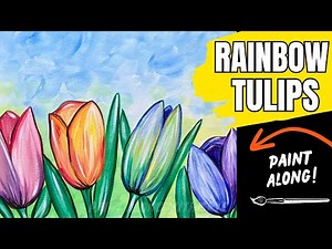 💐EP202- 'Rainbow Tulips' easy spring tulip painting acrylic tutorial