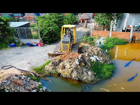 Opening a Wonderful Project!! Delete Flooded Area Using Skills Dozer D31PX Pushing Stone Into Water