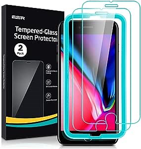 ESR Tempered-Glass for iPhone 8/7/6s/6 Screen Protector, iPhone 4.7” Screen Protector, [2-Pack] [Easy Installation Frame] [Case-Friendly] Premium Screen Protector for iPhone 8/7/6s/6, 4.7-Inch