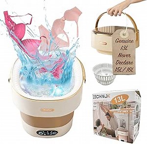 Portable Washing Machine 13L,Foldable Mini Washing Machine,Compact Portable Washer,Spin Dryer Included,for Underwear,Baby Clothes and Socks,Ideal for Apartment,RV and Travel,Lavadora Portatil (Beige)