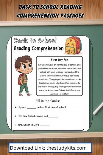Back to School Reading Comprehension Passages School Day Stories and Activities for Students
