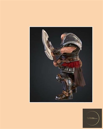 Fighter with Battle Axe Miniature STL – 28mm RPG Model