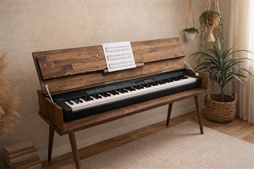 Mid Century Modern Solid Wood Piano Keyboard Stand - Etsy UK