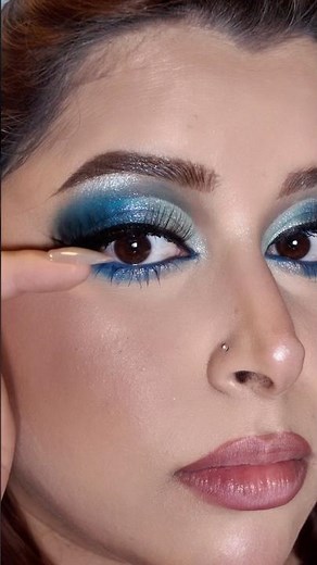 Icy blue makeup tutorial 💙easy makeup tutorial colorful makeup tutorial blue eyes blue eyeshadow