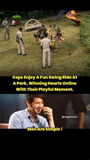 Police Enjoy A Playful Moment 🫢 #policeofficer #snapnewzz #playing #enjoyment #swing #ride #park