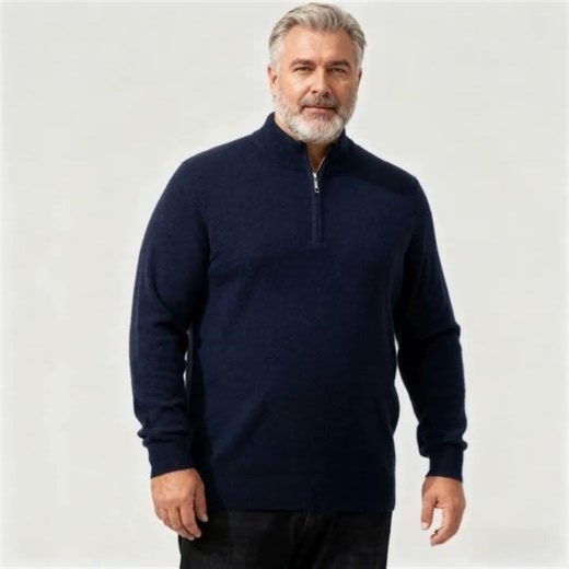 Mens Quarter Zip Cashmere Sweater new look