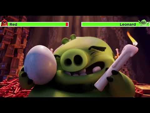 The Angry Birds Movie (2016) Dynamite Scene with healthbars