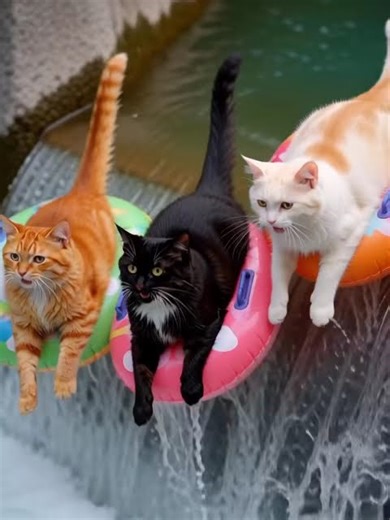 Lazy river with and going down a waterfall getting wet to the song when you were young killers