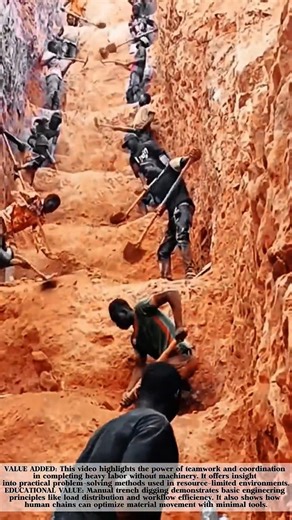 Teamwork in the Land Excavation Process Using Manual Tools! #shorts