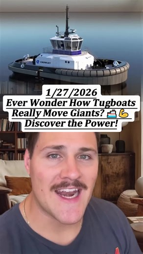 Ever Wonder How Tugboats Really Move Giants? 🚢💪 Discover the Power! #TugboatSecrets #EngineeringMarvel #CurrentEvents #fyp #viral