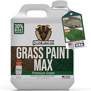 PetraMax Green Grass Paint for Lawn Dye - Maintain Turf or Green Grass, Spray Paint for Lawn & Shrubs Easy Spray, Pairs w/Petra Sprayer - Touch up Dog Spots - Pet Safe (Premium, 32 oz)