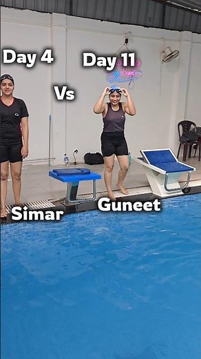 Girls Racing in a Pool (Beginner Level) 🏊🏻 #swimming #swimmingtips #funny