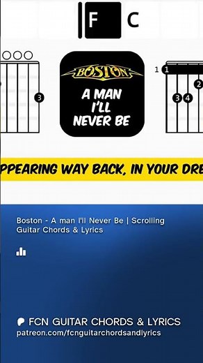 Boston - A man I'll Never Be | Scrolling Guitar Chords & Lyrics #guitarcover #guitar #rock #cover