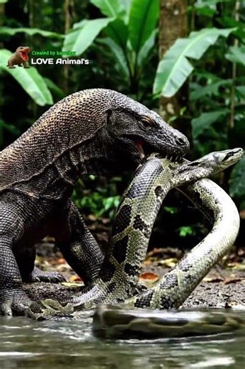 "Komodo Dragon vs Python Fight in Water 🐍🐉 | Real Wild Battle Scene" 😱😱😰 #animals #shorts #amazing