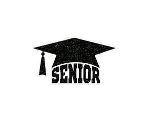 Graduation Cap Iron On Transfer, Senior Decal for Shirt DIY Grad Apparel HTV Design Pick Size Color (Black Glitter)