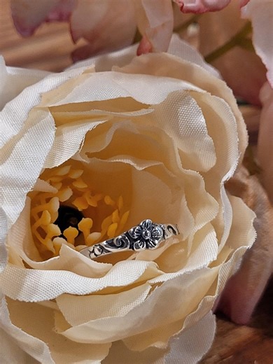 Stackable Floral Filigree Sterling Silver Ring Band 925 - Etsy