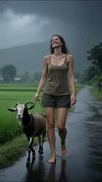 Village Atmosphere 🌧️ Bringing Home a Goat in the Heavy Rain #asmr #rain