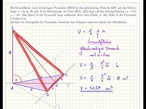 Volumen und Oberfläche einer Pyramide berechnen - Schritte für Schritt