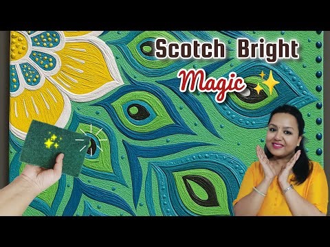 Scotch-Brite Magic! 🦚 Feather art | Lippan Art | Beautiful DIY Wall Decor | Wall Hanging Craft Ideas